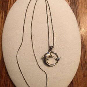 Sterling Siver Dolphin Pendant Necklace on Sterling Chain